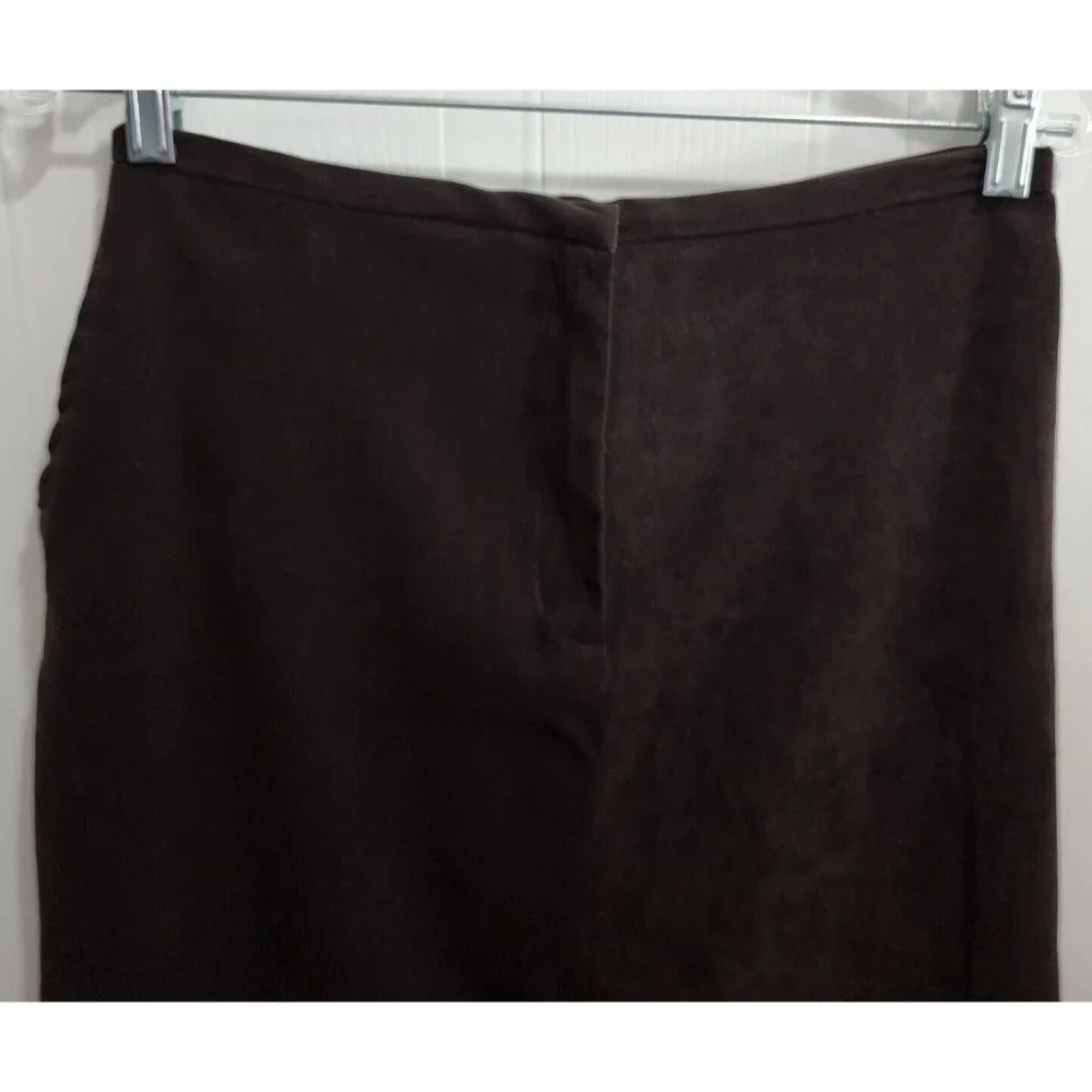 IVY Women's Long Stretch Maxi Pencil Skirt Suede Brown Retro 90's Goth Size 8 - Picture 2 of 10